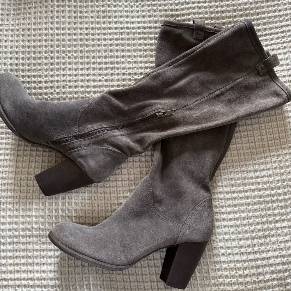 UGG Ava Boot - Women's Gray Suede Heeled Boots